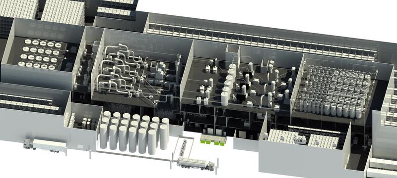 Overhead view of plant layout